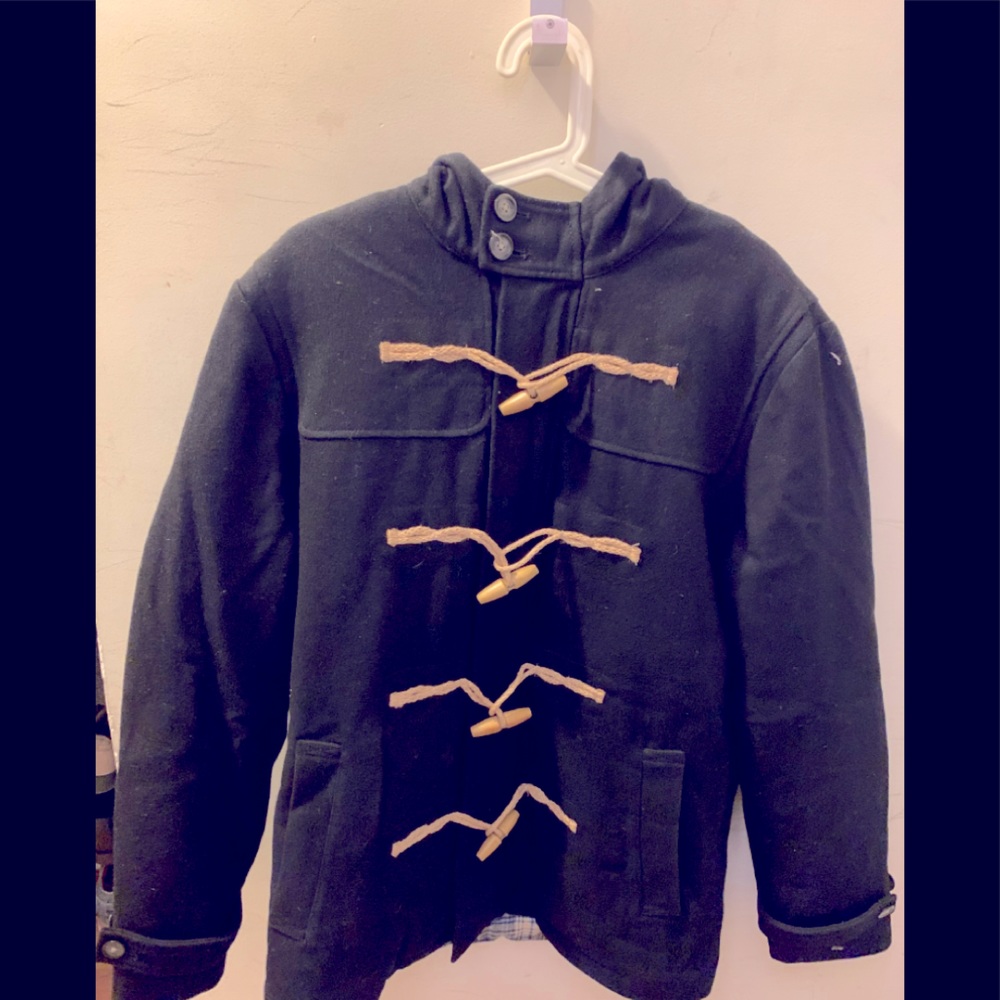 Black Penguin hooded winter toggle coat
